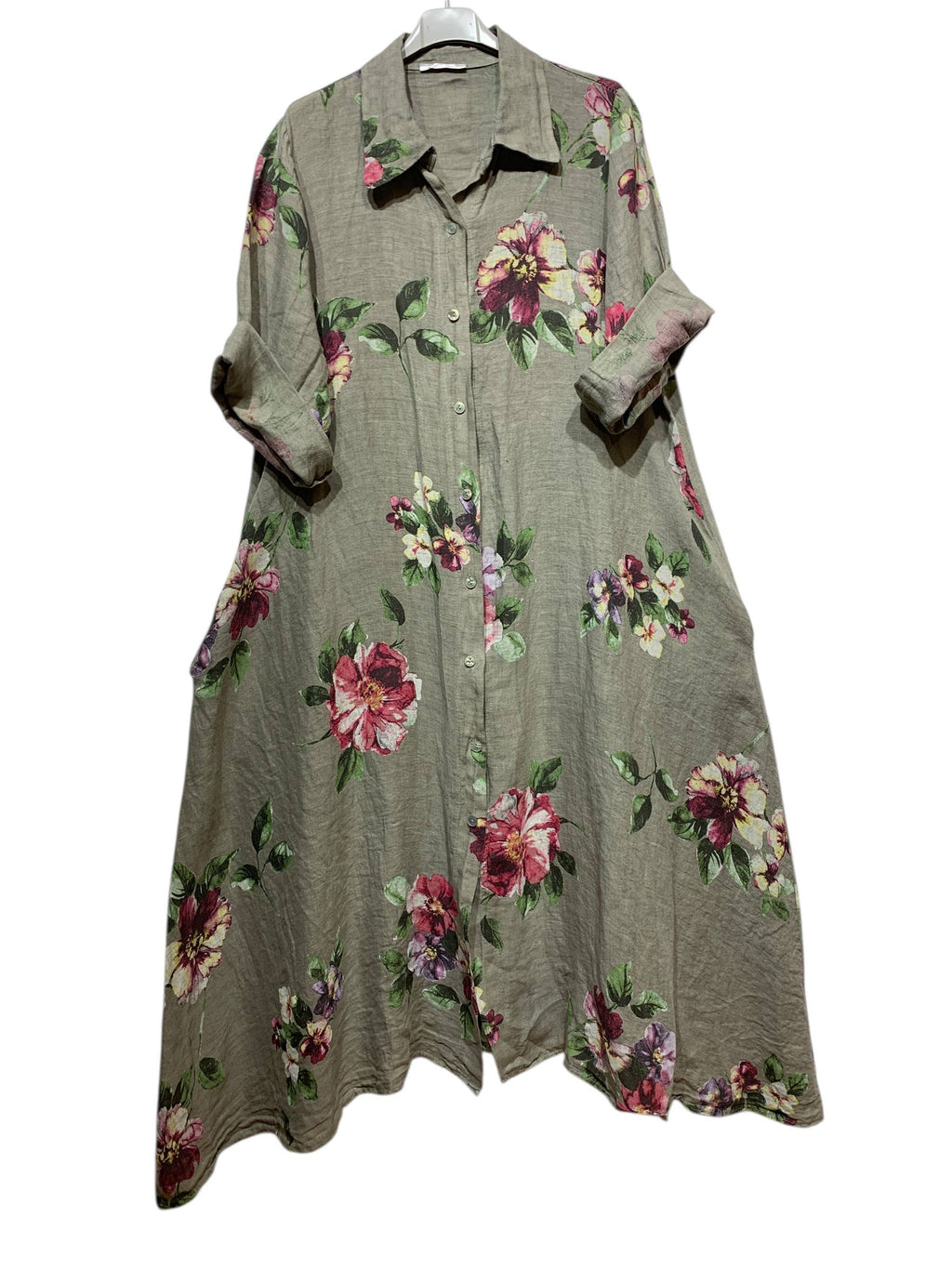 LONG LINEN DRESS WITH POCKETS
