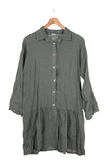 RUFFLED LINEN SHIRT DRESS