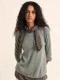 Floral pattern lining sweater with scarf, Persimmon