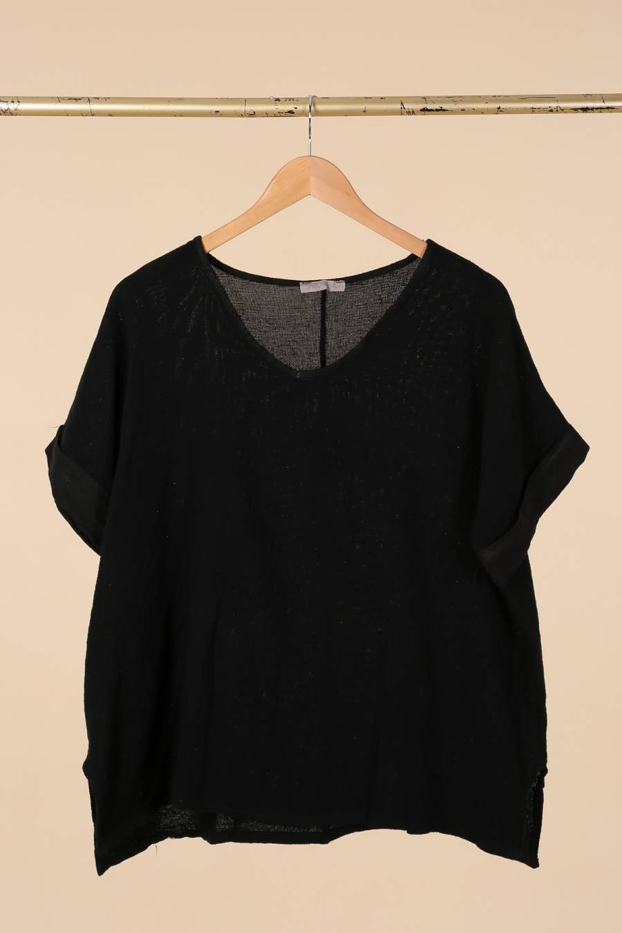 Linen/Cotton blend T-shirt: Black