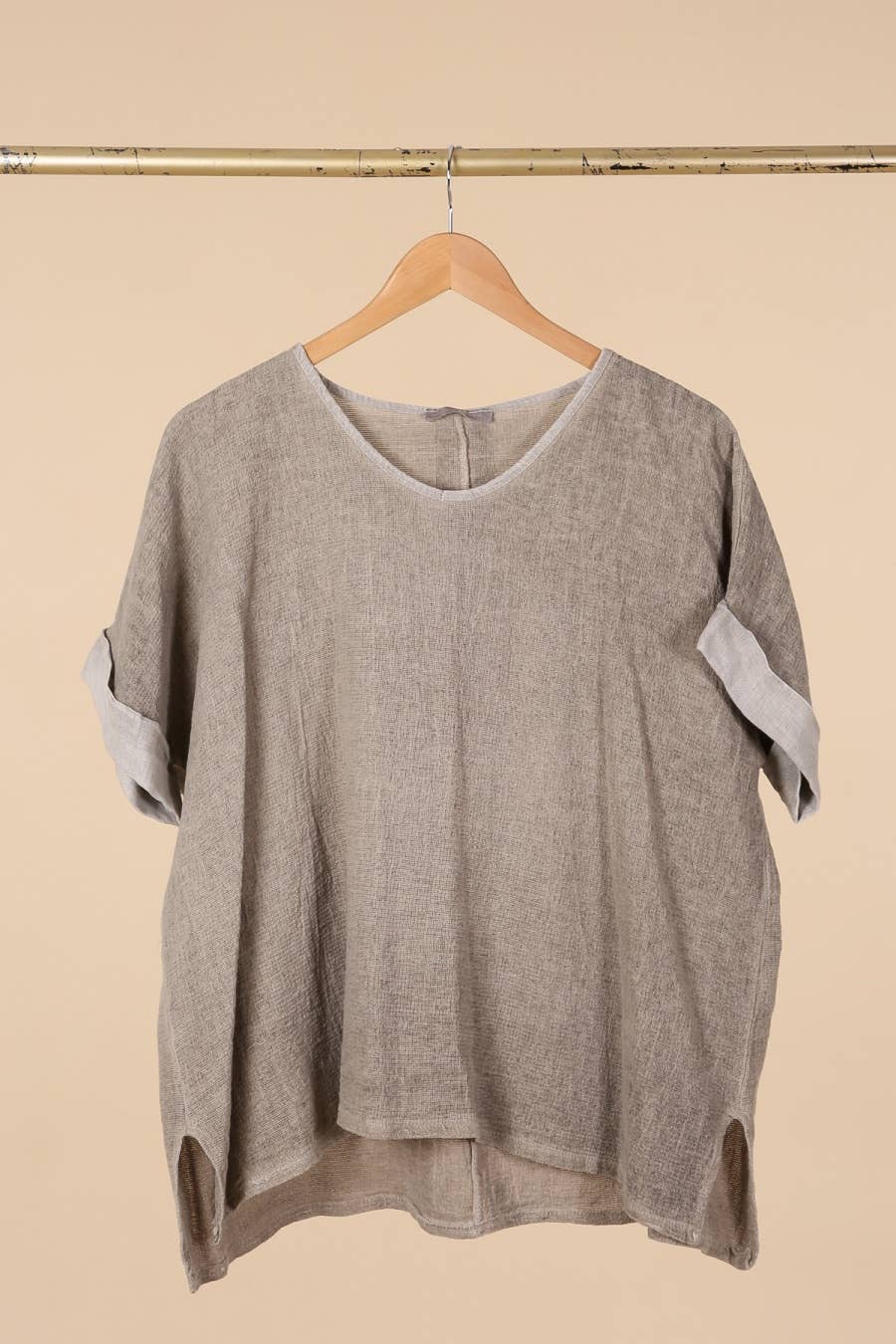 Linen/Cotton blend T-shirt: Mole