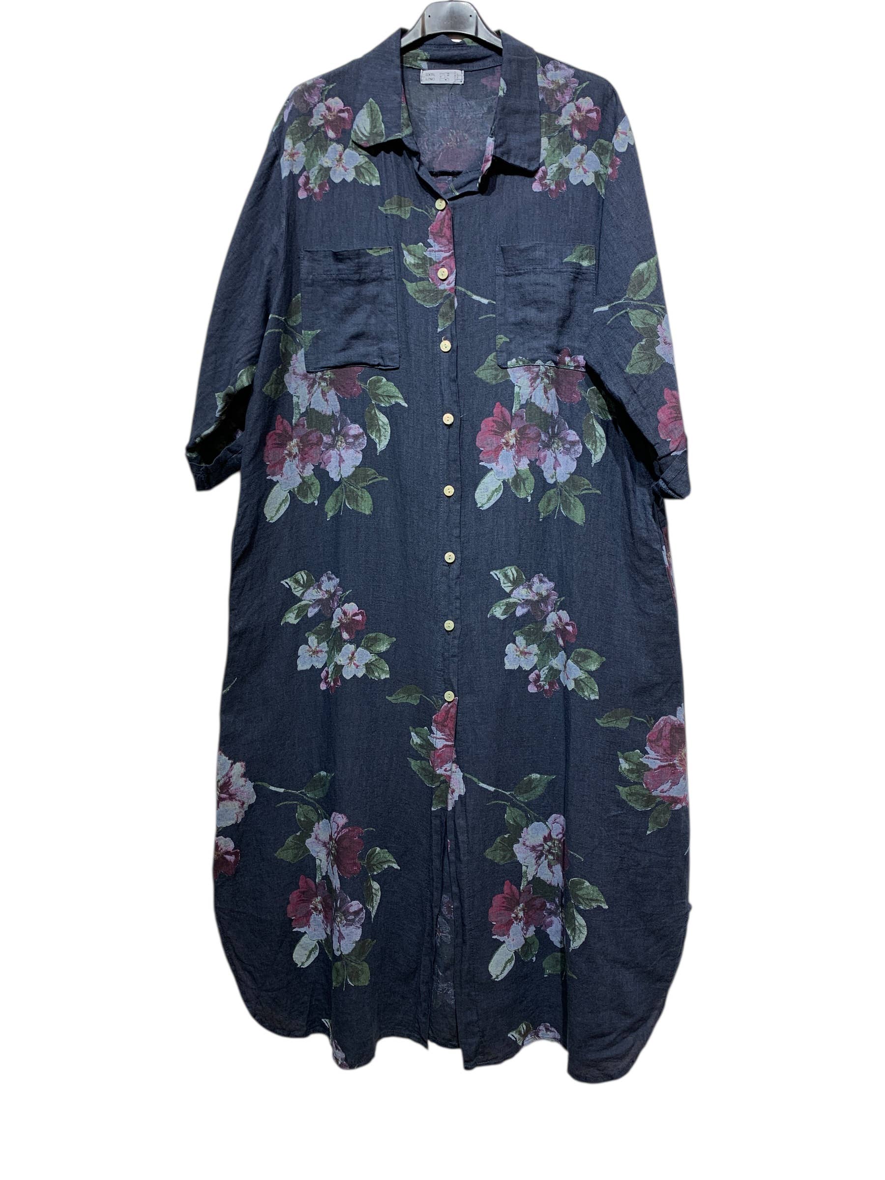 LONG LINEN SHIRT DRESS